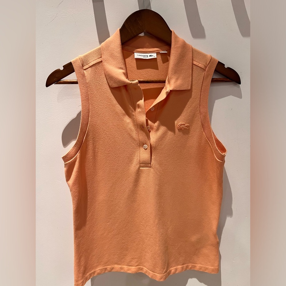 Sleeveless Lacoste slim fit golf tennis polo women’s - size 38- peach orange
